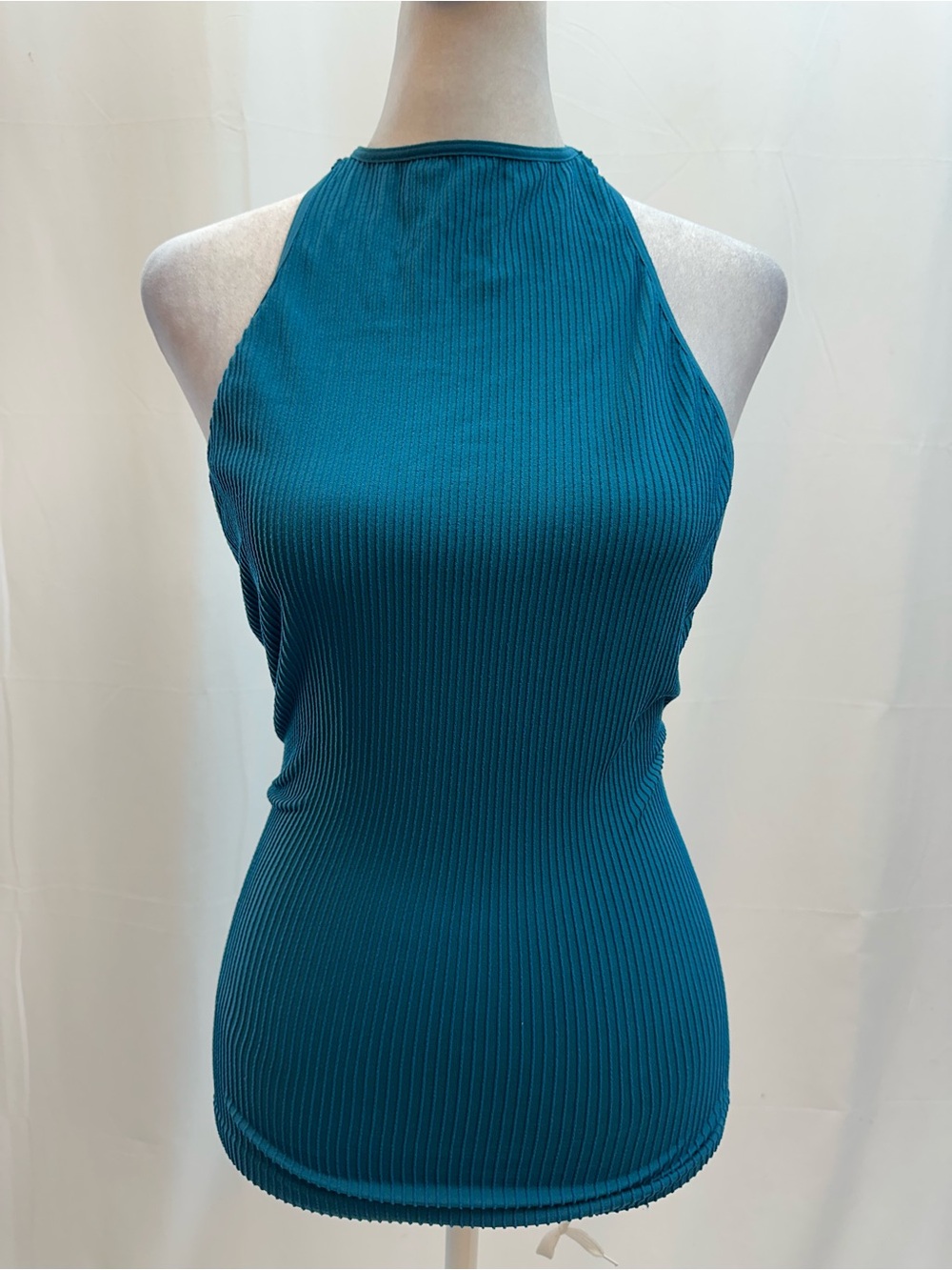 Free People Teal Ribbed Halter Tank Top XS/S